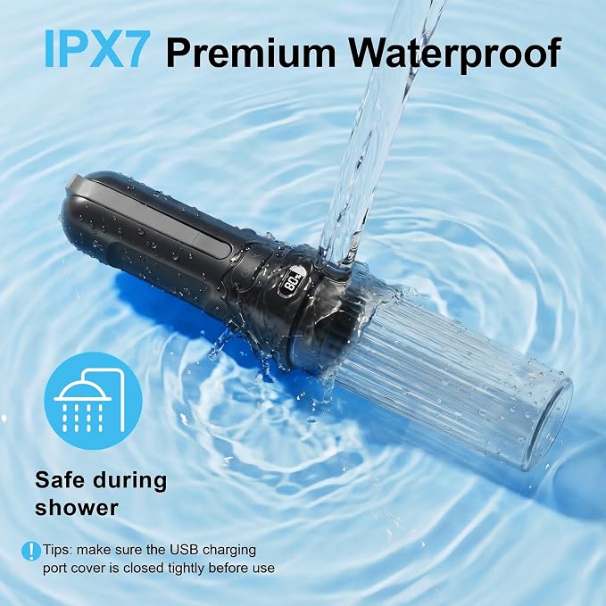 Electric Portable Bidet for Camping & Business Trips, Black | Pocket size whisper-quiet handheld sprayer 3 pressure modes 1600mAh Long-lasting Battery USB-C Rechargable IPX7 Waterproof