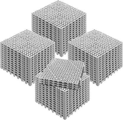 VEVOR Interlocking Tile 55PCS, Drainage Tiles 12" x 12" Splicing, Soft PVC Interlocking Drainage Floor Tiles, Non-Slip Drainage Holes for Restroom, Bathroom, Kitchen, Pool, Wet Areas, Grey