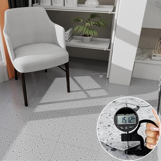 Peel and Stick Floor Tile 10-Pack 12 x 12 inch,Self-Adhesive Waterproof Vinyl Flooring Plank for Bathroom,Kitchen,Dining Room,Bedrooms,Cover 10 Sq. Ft,Modern Terrazzo