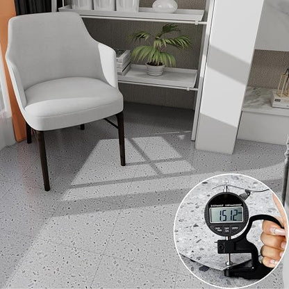 Peel and Stick Floor Tile 30-Pack 12 x 12 inch,Self-Adhesive Waterproof Vinyl Flooring Plank for Bathroom,Kitchen, Dining Room, Bedrooms, Cover 30 Sq. Ft,Modern Terrazzo