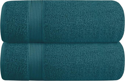 Cotton 2 Pack Oversized Bath Towel Set 28x55 inches, Large Bath Towels, Ultra Absorbant Compact Quickdry & Lightweight Towel, Ideal for Gym Travel Camp Pool - Teal