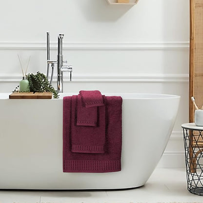GLAMBURG 100% Cotton Ultra Soft 6 Pack Towel Set, Contains 2 Bath Towels 28x55 Inches, 2 Hand Towels 16x24 Inches & 2 Wash Coths 12x12 Inches, Compact Absorbent Lightweight & Quickdry - Burgundy