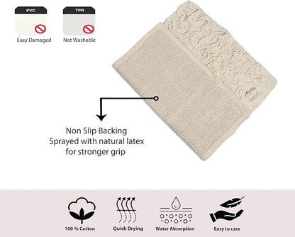Home Weavers Bell Flower Toilet Lid Cover – 18"x18", 100% Cotton Tufted, Soft & Absorbent, Non-Slip, Machine Washable Bathroom Seat Cover, Ivory