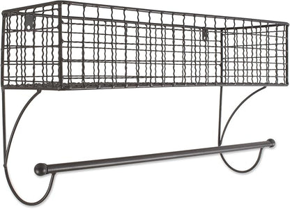 DII Rustic Farmhouse Bathroom Décor, Metal Storage, Large Towel Bar, Gray