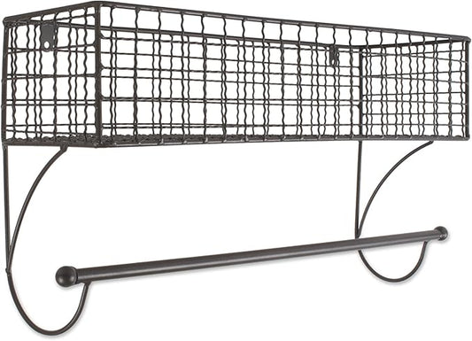DII Rustic Farmhouse Bathroom Décor, Metal Storage, Large Towel Bar, Gray