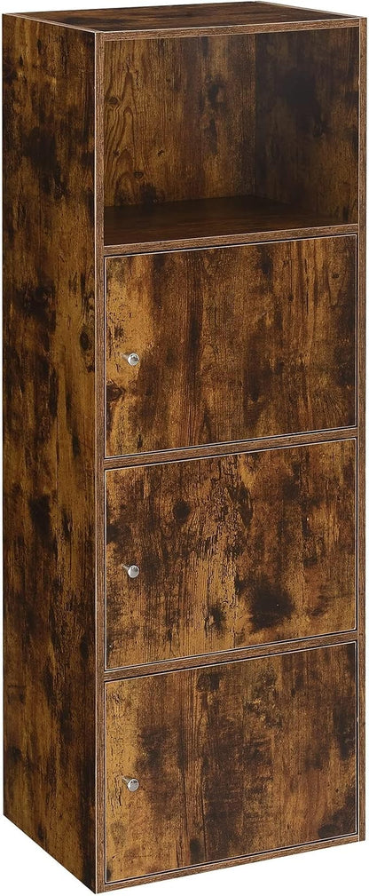 Convenience Concepts Xtra Storage Three-Door Bookcase in Cherry Wood Finish