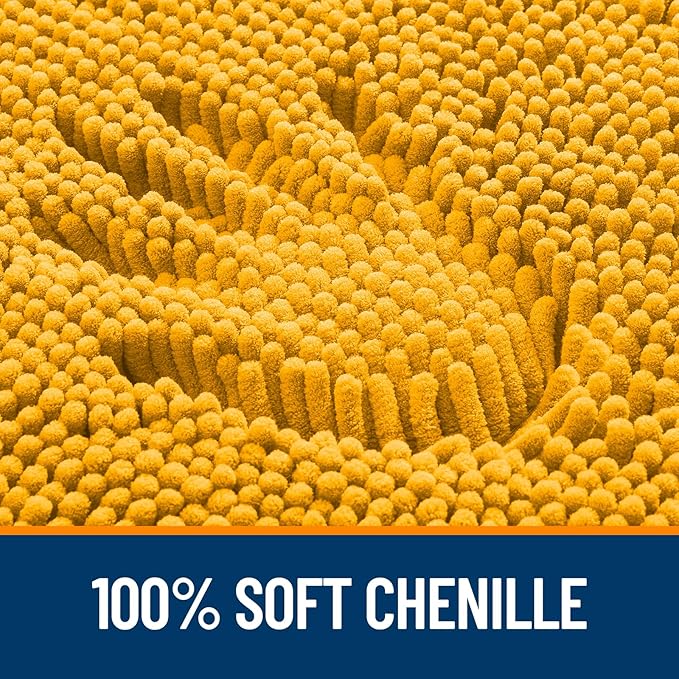 OLANLY Large Bathroom Rugs 40x32, Extra Soft Absorbent Chenille Bath Rugs | Golden Yellow, Quick-Drying Rubber Backing, Washable Bath Mat for Bathroom Floor, Tub and Shower, Home Decor Accessories
