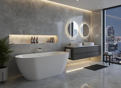 Freestanding Bathtub 67 inch, Acrylic Freestanding Bathtub 59 inch with Deep Soaking Design, Acrylic Stand Alone Tub Black & White, Free Standing Tub for Small Bathroom