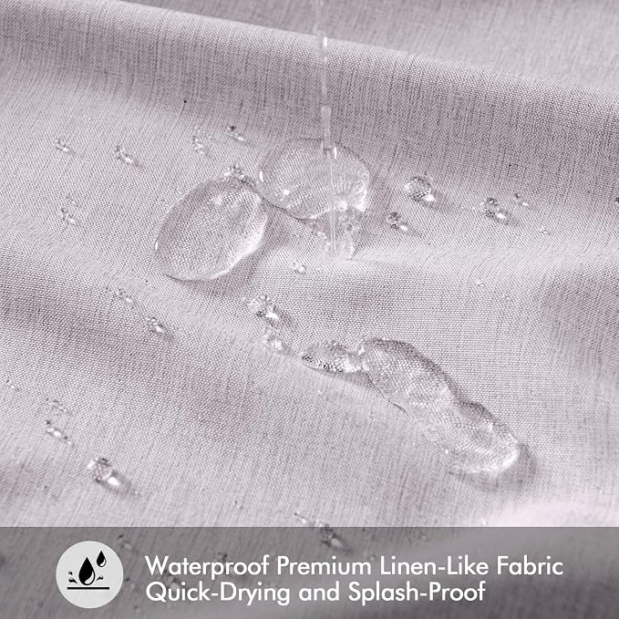 ANRODUO Lavender Linen Textured Fabric Shower Curtain Set - W72xL84 | Farmhouse Shower Curtain with 12 Metal Hooks, Waterproof Heavy Duty, Button Hole Design, Machine Washable for Bathroom