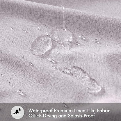 ANRODUO Lavender Linen Textured Fabric Shower Curtain Set - W72xL84 | Farmhouse Shower Curtain with 12 Metal Hooks, Waterproof Heavy Duty, Button Hole Design, Machine Washable for Bathroom