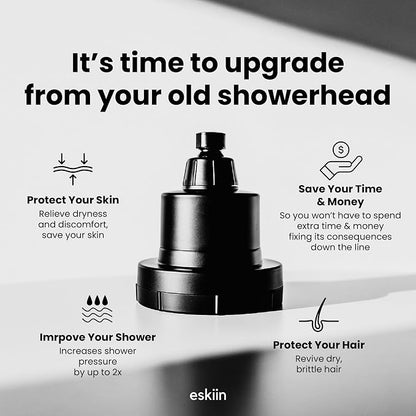 Filtered Shower Head - Best Shower Head With Filters For Healthy Hair & Skin - High Pressure Water Softener For Hard Water - Reduce Dandruff, Protect Colored Hair, And Soothe Dry Skin (Black)