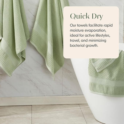 4 Pack 100% Cotton Bath Towels | Sage Towels | Oeko‑TEX Standard 100 | Soft & Absorbent, Quick‑Dry | Trinity Collection - Sage Green