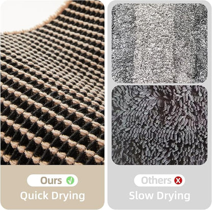 TYUU Waffle Bath Mat, Small Boho Bathroom Rugs Non Slip 24x16 Khaki & Black | Super Absorbent Quick Dry Bath Rug, Non-Slip Backing, Soft Waffle Washable Farmhouse Bathroom Mats, Tub, Shower & Home Decor