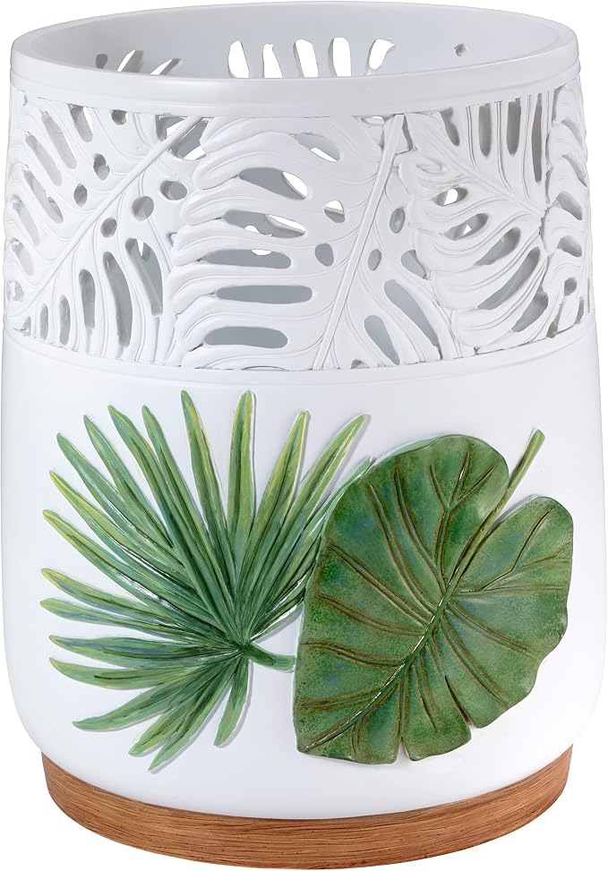 Avanti Linens - Waste Basket, Decorative Trash Can, Palm Tree Leaves Inspired Home Decor (Viva Palm Collection)