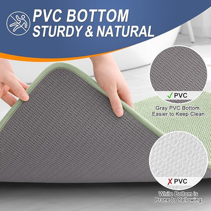 OLANLY Memory Foam Bathroom Runner Rugs 47x17, Long Bath Mats, Sage Green | Soft Quick Dry Bath Rugs, Non-Slip, Absorbent Machine Washable Mat for Bathroom Floor, Tub and Shower, Home Decor Accessories