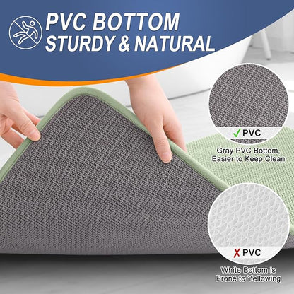 OLANLY Memory Foam Bathroom Runner Rugs 44x24, Long Bath Mats, Sage Green | Soft Quick Dry Bath Rugs, Non-Slip, Absorbent Machine Washable Mat for Bathroom Floor, Tub and Shower, Home Decor Accessories