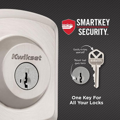 Kwikset Henley Front Door Lock Handle and Deadbolt Set, Entry Handleset Exterior with Interior Reversible Lever, Satin Nickel, Pick Resistant SmartKey Rekey Deadbolt Security, with Microban Protection