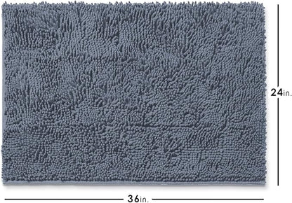 Hearth & Harbor Bathroom Rugs, Chenille Bath Mat - Machine Washable Bath Mats for Bathroom Non-Slip Backing Rubber, Quick Dry Bathroom Mat, 24 x 36 - Stone Blue