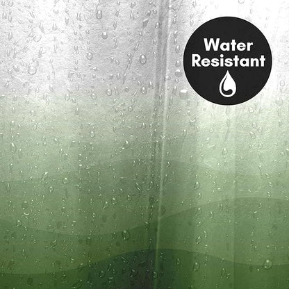 Americanflat 71x74 Wave Green Ombre Shower Curtain - Water-Resistant Long Shower Curtain with Durable Grommets and 12 Hooks - 100% Polyester