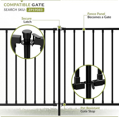 Zippity 35in Zurich Fence Kit, Poly-Steel DIY No Dig Kit | 35inH x 42inW, Black, 2 Panels, Garden Fence, ZP19079