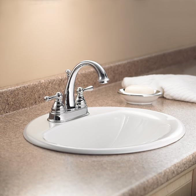 Moen 6121WR Kingsley Two-Handle High-Arc Bathroom Centerset Faucet with Drain Assembly, Wrought Iron