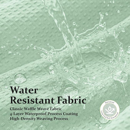 Extra Long Waffle Shower Curtain 256 GSM Fabric 72"x84" Mint Green | 84 Inch Long, Thick Cloth, Weighted Hem, Water Repellent, Tall Hotel Luxury Polyester Shower Curtains for Bathroom 12 Hooks