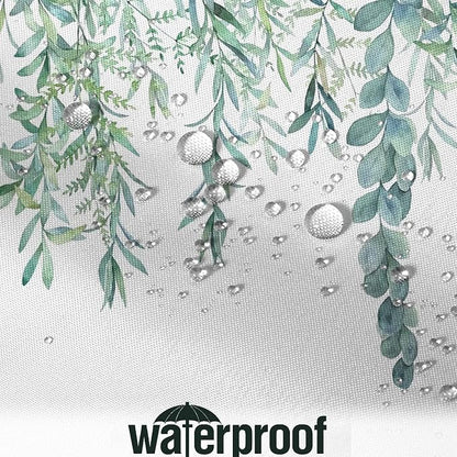 Botanical Shower Curtains, Watercolor Eucalyptus Leaf Plant Green Bathroom Curtain for Bathtub Home Decoration Waterproof Fabric Machine Washable with 12 Hooks, 72''Lx36''W (GCI-10467)