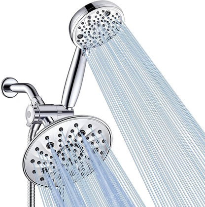 FEELSO Shower Head with Handheld Spray, 8" High Pressure Rain Showerhead | 7+8 Modes Dual Shower Head Combo, Anti-Clog Nozzles, 71" Hose Extra Long, Adjustable Holder, Shower Separately or Together