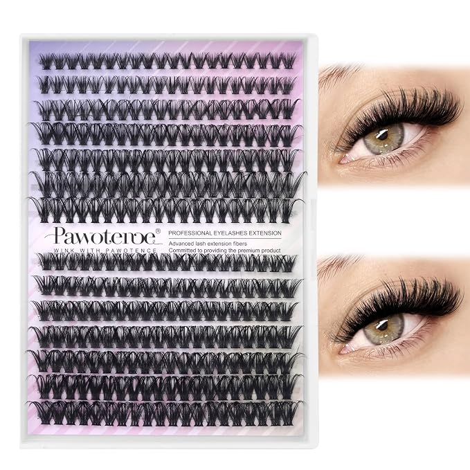 Lash Clusters 280pcs Cluster Eyelash Extensions 40D 50D Eyelash Clusters Lash Extension 8-16mm Individual Lashes for Self Application at Home (40D&50D, 0.07D, 8-16mm)