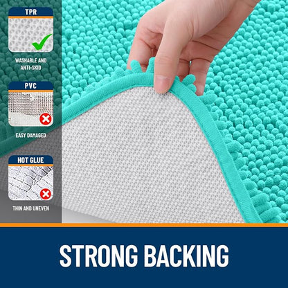 OLANLY Large Bathroom Rugs 50x30, Extra Soft Absorbent Chenille Bath Rugs | Teal, Quick-Drying Rubber Backing, Machine Washable Bath Mat for Bathroom Floor, Tub and Shower, Home Decor Accessories