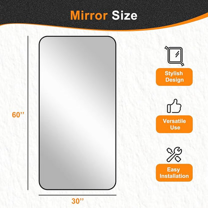 Bathroom Vanity Mirror, Black Framed Mirror for Over Sink, 30x60 | HD glass, distortion-free for makeup and grooming, Sturdy frame, all mounting hardware, hangs horizontal or vertical