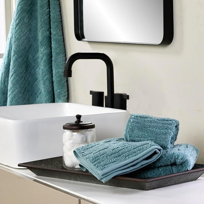 SKL Home CloudSoft Hand Towel Set, 2-Piece, 100% Cotton Luxury, Teal | Premium spa-level quality. 600 GSM weight. Ultra plush & absorbent. For use in the bathroom, kitchen, bar or any sink space.