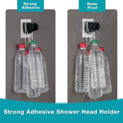 GwernKB Handheld Shower Head with ON OFF Switch & 79in Stainless Steel Hose | Built-in Power Spray,7-Setting High Pressure Spray with Bracket & Extra No Drilling Wall Shower Holder for Lower Mount,Black
