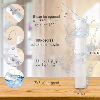 Portable Bidet Sprayer for Toilet, High-Pressure Electric Bidet Sprayer with 3 Nozzle Modes (Feminine, Posterior & Turbo), USB-C Fast Charge, Ideal for Travel, Postpartum Care & Personal Hygiene