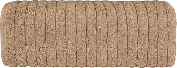 Elegant Comfort 100% Turkish Cotton Corduroy Ribbed Luxury Jumbo Bath Towel Ultra Soft - 35 x 70 Inch - Luxury Spa Premium Hotel Quality Highly Absorbent and Quick Dry Large Bath Towel, Taupe