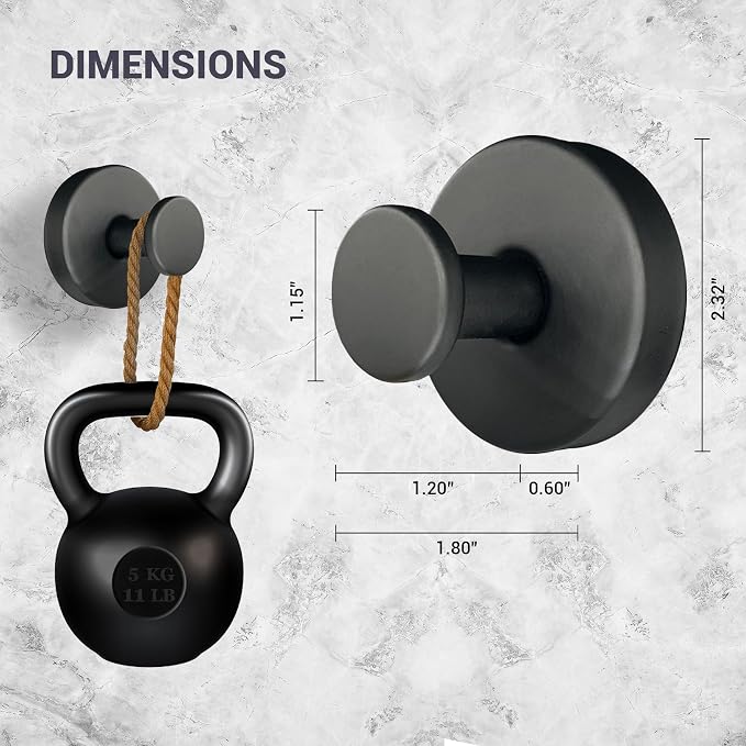 Suction Cup Hooks for Shower - 2 Pack, Matte Black - Stainless Steel, Strong Suction, No Drill, Removable Hanger, Tile Bathroom Kitchen Wall, Glass Door, Mirror Hook Hanging Robe, Towel Holder