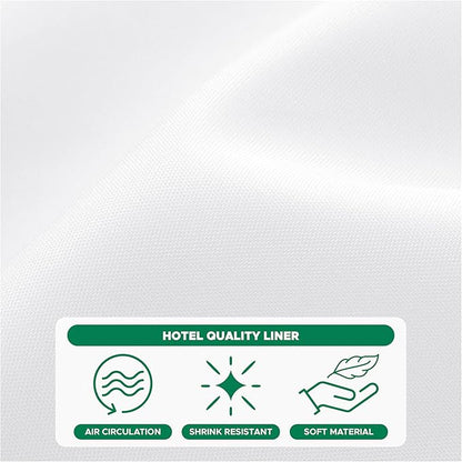 Fabric Shower Curtain Liner 72x72 Inch-White Standard Size Shower Liners | Hotel Quality Water Resistant Shower Liners for Bathroom-Machine Washable Cloth Polyester Bath Curtain-Rental Apartment Home