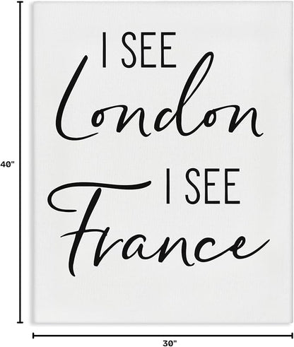 'I See London and France Saying Bathroom Humor'| Canvas Art | Stupell Industries | 30 x 40 Inches, Easy to Hang and Sturdy, Made in USA, by Lettered and Lined
