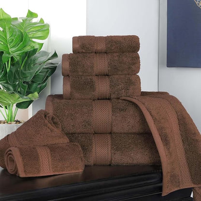 SUPERIOR Egyptian Cotton Ultra Plush & Absorbent, 8 Piece Set, Chocolate | Quick Dry, Soft Luxury Towel Set, Bath Essentials, Guest Bath, Spa, 2 Bath, 2 Hand, 4 Face Towels, Madeline Towels