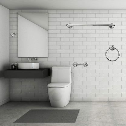 SENTO ROBIKI Modern Silver Bathroom Hardware Accessories Set, Includes Robe Hook, Toilet Paper Holder, Towel Ring, 24" Towel Bar, Duty Metal Bath Hardware Set Wall Mounted(4-Piece, Polished Chrome)