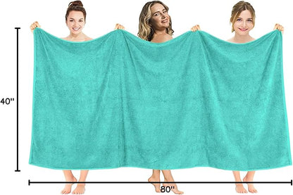 American Soft Linen 100% Cotton 600 GSM Turkish 40x80 Oversized Bath Towel Sheet, Extra Large Adult Towels for Bathroom, Turquoise Bath Sheet