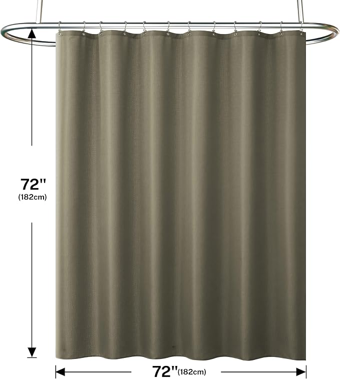 3 in 1 Shower Curtain Set, Khaki Shower Curtain and Liner Set with 12 Double Sided Shower Curtain Hooks, Cloth Shower Curtains for Bathroom,Waterproof, 72" W*72" H