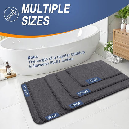 OLANLY Memory Foam Bathroom Runner Rug 45x27, Absorbent Long Mat, Dark Grey | Soft Quick Dry Bath Rugs, Non-Slip Carpet, Machine Washable Mat for Bathroom Floor, Tub and Shower, Home Decor Accessories