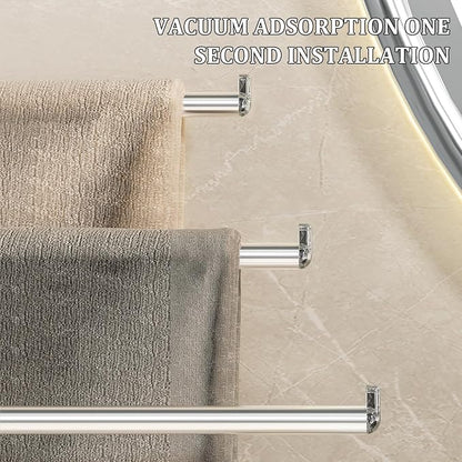 Swivel Towel Bar - Strong Suction Cup Stainless Steel 4 Arm, Folding Bathroom & Kitchen Towel Rack, Wall Mounted, Nail Free Installation