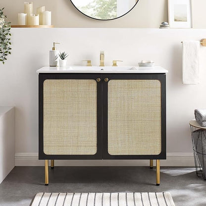 Modway EEI-6697-BLK-WHI Chaucer 36" Bathroom Vanity, Black White