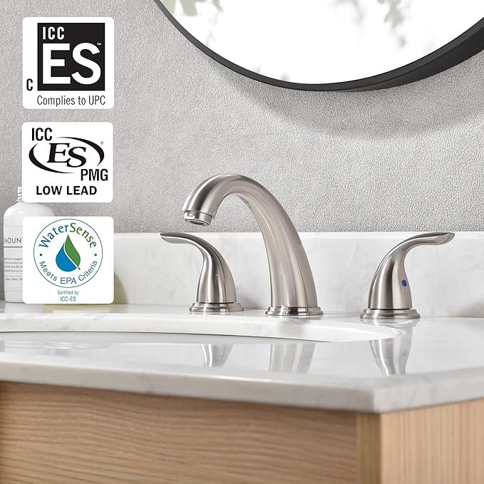 sumerain 8 Inch Widespread Sink Bathroom Faucet Brushed Nickel Two Handle Vanity Faucet
