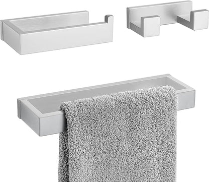 Brushed Nickel Bathroom Accessories, Toilet Paper Holder, Towel Bar & Hook | Lairuier 3 Pieces Bathroom Hardware Set, SUS304 Stainless Steel Towel Holder Set Toilet Paper Holder Robe Hook Wall Mounted