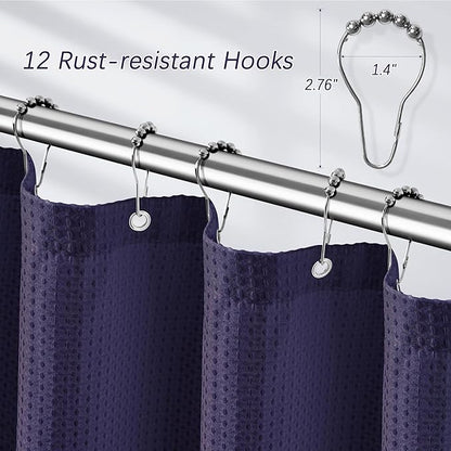 Extra Long Purple Bathroom Decor Waffle Shower Curtain 96 Inches 256GSM Heavy Duty Shower Curtain Set, Hotel Quality Water Repellent Modern Shower Curtains with 12 Hooks,72Wx96H