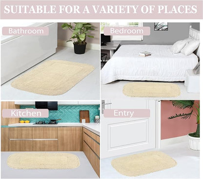 Home Weavers Radiant Collection 100% Cotton Bathroom Rugs Set, Machine Washable Rug, Extra Soft and Absorbent Bath Rug, Kitchen Mat, Bath Mat Set, Bath Floor Mat Non Slip, 21"x34" Rectangle, Ivory
