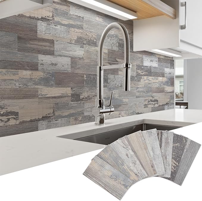 Yipscazo 2026 New Upgrade Peel and Stick backsplash 3 x 6 Inches, Backsplash Tile Peel and Stick Tile for Kitchen, Bathroom, Laundry Room, Fireplace(Light Wood, 160 Pieces)